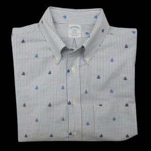 Brooks Brothers Blue and White Striped Casual Button Down Shirt